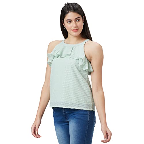 Image of Globus Women White Solid Sleeveless Top