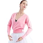 Daydance Women Wrap Dance Sweater Pink Soft Ballet Warm Up Jacket for Leotards