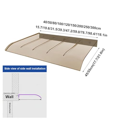 Auvent de porte marron Polycarte sans support d'auvent 55x300 cm