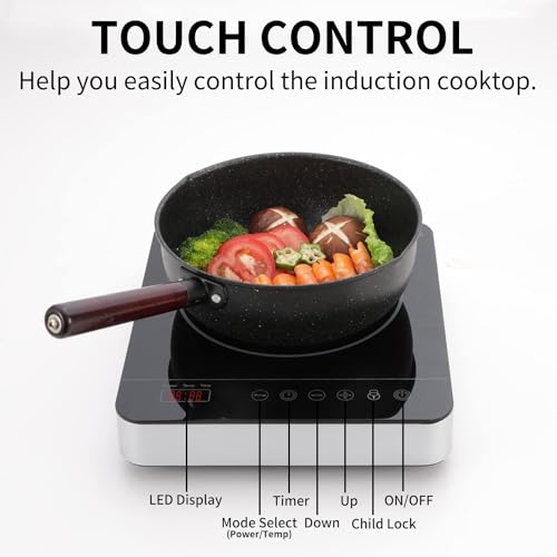 Portable Single Induction Cooktop Hot Plate Countertop Burner Cooker 1 Burner, 1800W, 9 Power Levels, 10 Temp Levels, Timer, Auto-Shut-Off, Touch Panel, LED Display, Child Lock, Black - Image 5