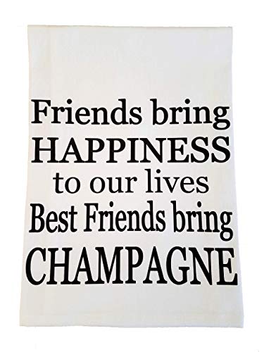 Best Friends bring Champagne tea towel handmade