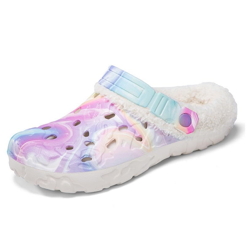 DHOVOR Women's Slip on Slippers Cozy Fur Lined Warm House Slippers for Women Indoor and Outdoor Clogs Garden Shoes