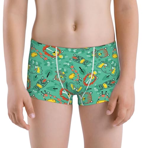 Boys' Cotton Boxer Brief Soft Underwear-Funny Animals In Jungle