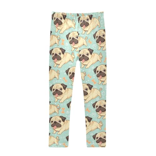 Vdsrup Girls Leggings Bug Dog Cyan Bones Kids Length Leggings Pants Athletic Yoga Pants Toddler Tights Trousers 4T