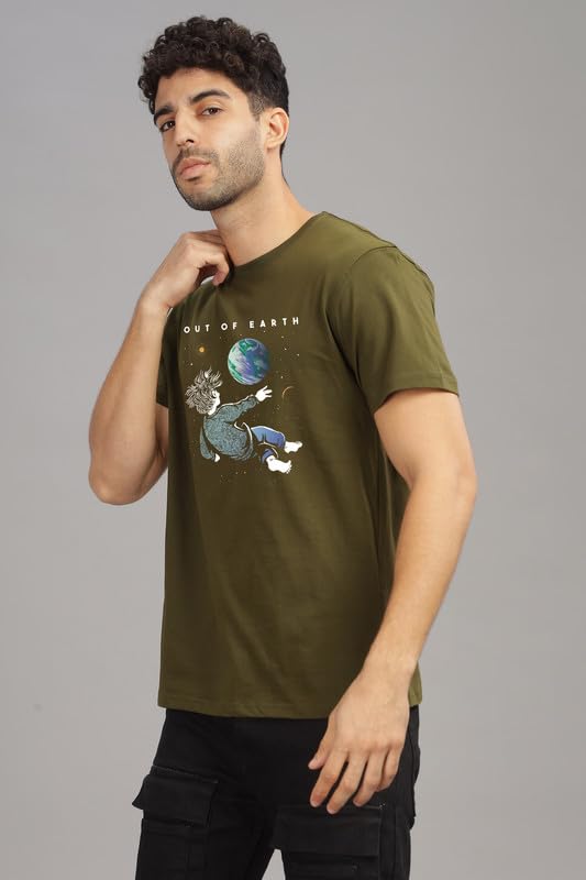 Image of XENOVAURBAN Men's Graphic Printed RN-Earth Round Neck Regular and Plus Size Cotton T-Shirt