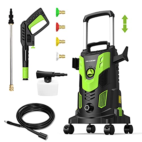 [Pro Version] Paxcess 3000PSI Electric High Pressure Power Washer 2.5GPM with 4 Spinner Wheels 4 Nozzles Foam Cannon for Car, Home, Driveway, Patio