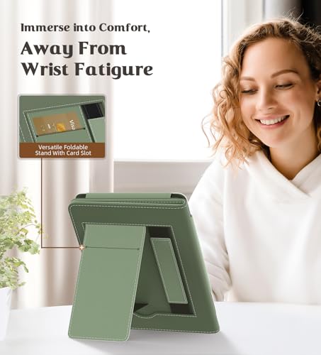 Image of MoKo Case for All-New 6 inch Kindle(11th Generation, 2024 /2022 Release) /(10th /8th Gen, 2019 /2016), Ultra Lightweight PU Shell Cover with Auto Wake /Sleep for Kindle 2024, Celadon