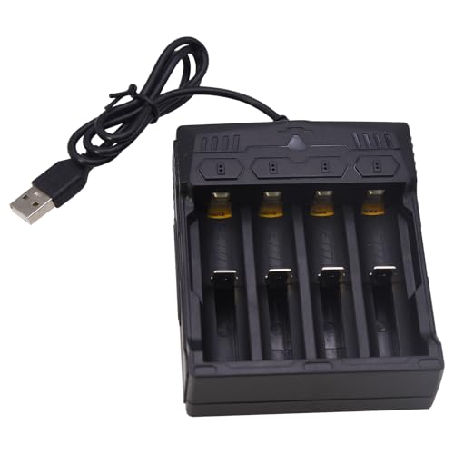 Blomiky 4 Bay Universal Charger with USB Interface Fit for 3.7V Rechargeable 18350 18500 18650 26650 21700 10400 14500 16340 16650 Lithium-ion Battery/Li-ion Charger