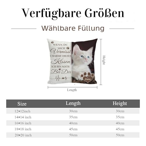 Alienc Personalisierbares Gedenkkissen für Hund oder Katze – Erinnerungs-Geschenk bei Verlust eines Haustiers – Optional mit Füllung – Personalisiertes Trauerkissen