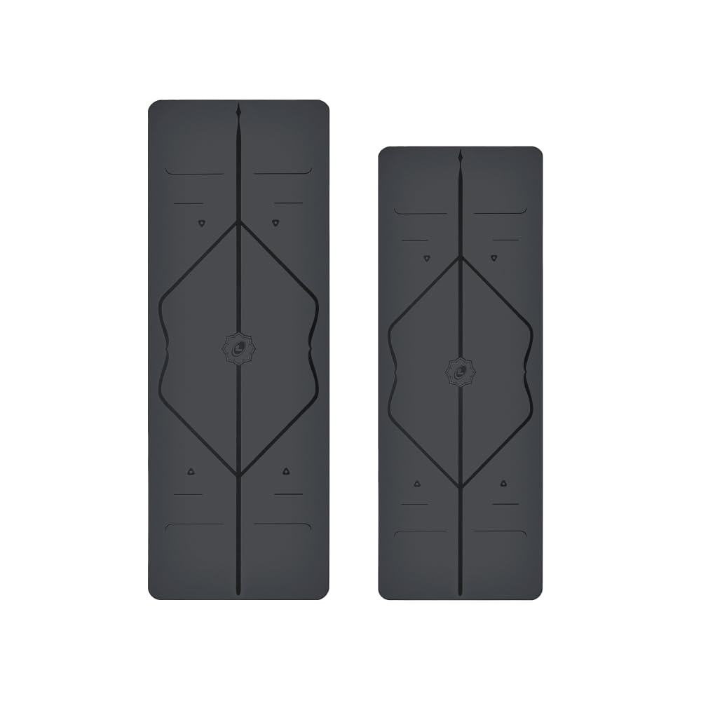 LIFORME Original Yoga Mat Travel Mat Bundle Pack Patented Alignment System Eco-Friendly Non-Slip Warrior-Grip Made with Natural Rubber