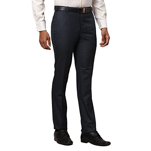 Image of Raymond Men's Polyviscose Blend Structure Pattern Slim Fit Flat Front Formal Trouser