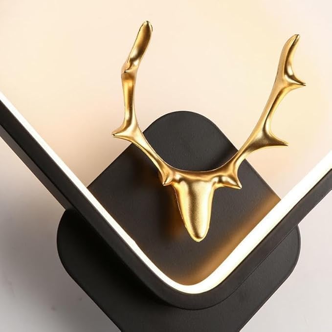 Image of Polyvinyl Chloride Deer Horn LED Wall Lamp for Living Room, Home, Cafe, Bar & Hotel Decorative Wall Light with 3 Color Lighting (Square A5 Horn LED WALL)