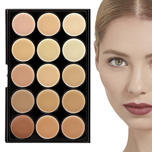 Boobeen 15 Farben Foundation Concealer Palette Cover Dark Circles&Blemish, Creme Contour 3D Face Creator, Tone Corrector Cover