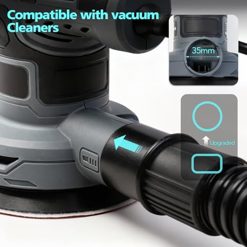Bluemars 320W Random Orbit Sander,6 Variable Speeds (8000-13000RPM),16Pcs Sandpapers,125mm Sanding Pad, Mini Electric Sander - Image 4