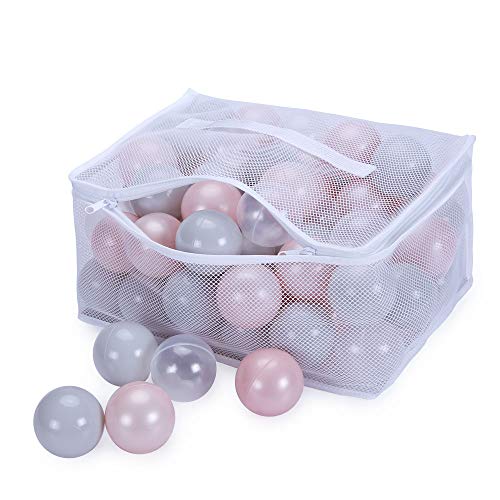 PlayMaty Play Ball Pit Balls- 2.36 Inches Pearl Pink Plastic Phthalate & BPA Free Ocean Ball Crush Proof Stress Balls for Toddlers and Kids Add to Playhouse Pool Ball Pit Accessories(70 Balls) - Thumbnail 2