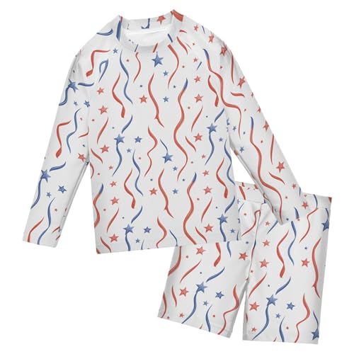 July 4th Independence Day Baby Boys' Toddler Long Sleeved Rashguard Swim Bathing Suit Set B0404549