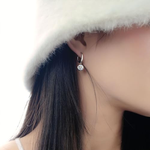 14K Gold 0.5/1ct Diamond Bubble Hoop Earrings for Women,D-Color VVS1 Round Drop Earrings,Gifts for Girlfriend2