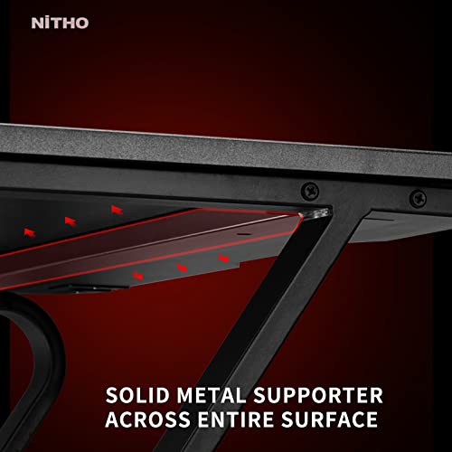 Nitho Warzone Gaming Desk, Table with Game Controller Headset Device Holder Cable Management Steel Frame, Black 11 41g1b0MzmNL