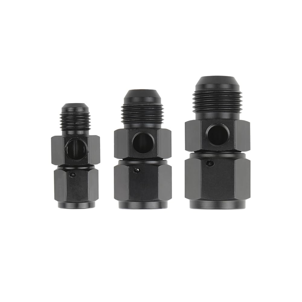 MASO Raccordo per decollo pressione carburante, in lega di alluminio nero, raccordo per decollo della pressione del carburante, AN6/AN8/AN10 maschio a -6/-8/-10 femmina con manometro/porta manometro