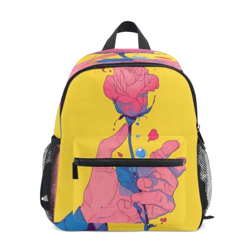 Cartable pour âgés de 3 à 8 ans fleur rose avec bretelles ajustables pour élève de maternelle