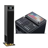 AKAI Aerobeat Pillar Bluetooth Standlautsprecher mit CD Player FM Radio AUX + USB und induktive Ladefunktion - Aktiver Tower Speaker 400 W PMPO (60W RMS) für Wohnzimmer Party Karaoke