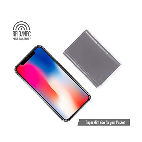 Tri-fold Key Wallet/Holder [Full-grain Leather] 6 Hooks & 2 Card Slot4