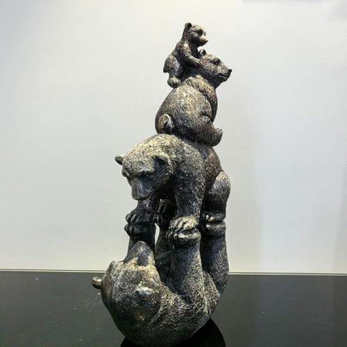 Statue d'ours empilés totem de matriarche pour déco de table salon