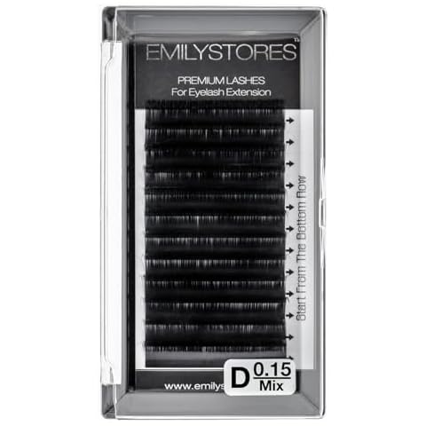 EMILYSTORES Eyelash Extensions 0.15mm Thickness D Curl Length 8-14mm Mixed Volume Individual eyelashes For Lash Extension(0.15,D,Mixed 8-14mm) Cover