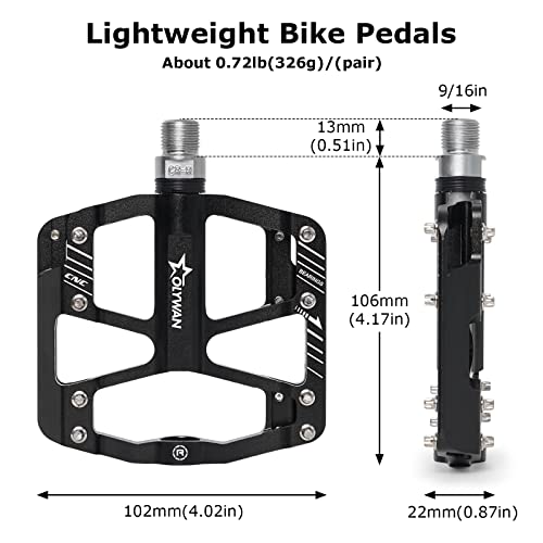 Olywan Mountain Bike Pedals Mtb Bicycle Flat Pedals 9/16" Cnc Aluminum 3 Sealed Bearing Non-Slip Pedals For Road Bmx Mtb Bikes #TOP1