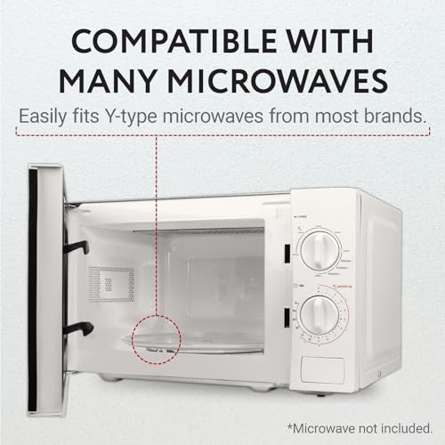 IMPRESA Microwave Glass Plate Replacement - 9.6-Inch Clear Tempered Glass Microwave Tray with 3-Part Coupler & Centerpiece - Compatible with LG, Sears, Kenmore, Emerson & HighPointe