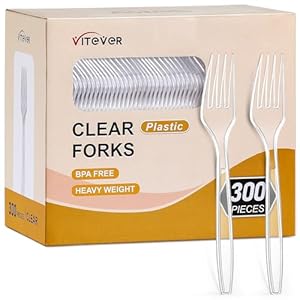 [300 Count] Clear Heavy Duty Plastic Forks, Disposable Plastic Forks, Fancy Plastic Cutlery, Elegant Disposable Forks, Plastic Utensils Set, Clear Forks Set