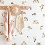 YouRfocus Boho Rainbow Floral Wall Decals for Nursery & Kids Room – Set of 96 Removable Peel and Stick Wall Stickers, Neutral Boho Home Decor (12 Sheets