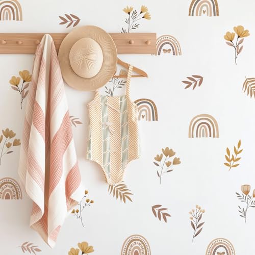 YouRfocus Boho Rainbow Floral Wall Decals for...