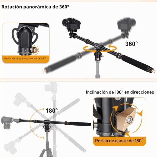 Brazo de extensión de trípode giratorio ajustable verticalmente para cámaras 3