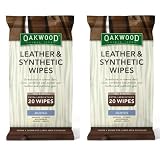 Oakwood Leather & Synthetic Wipes - 2 Pack (40 Wipes)