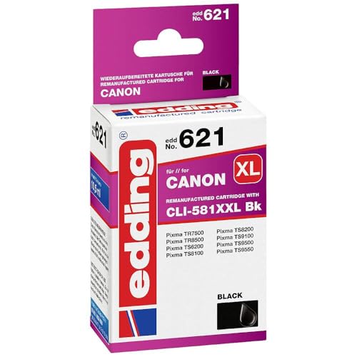 Cartouche d'encre équivalente à Canon CLI-581XXLBK edding EDD-621 pour documents nets