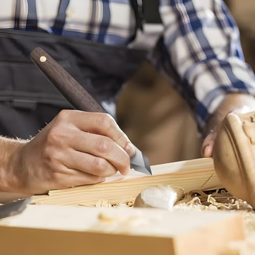 Image of RUITOOL Marking Knife, Woodworking Scribing Knife with Leather Sheath, High Carbon Steel Double Beveled Blade Striking Knifes with Wooden Handle, Premium Quality Wood Scribe Tool for Carving