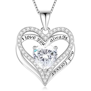 S925 Sterling Silver Necklace for Women, Wife Jewelry Rose Gold, Mom Birthday Valentines Mothers Day Gifts, Girlfriend Necklaces, Daughter Heart Jewel, Anniversary for Her