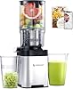 AMZCHEF Cold Press Juicer Machines - Slow Masticating Juicer with 145mm Large Feed Chute, Whole Fruit & Vegetable Juice Maker, Easy Clean, Triple Filter - Stainless Steel