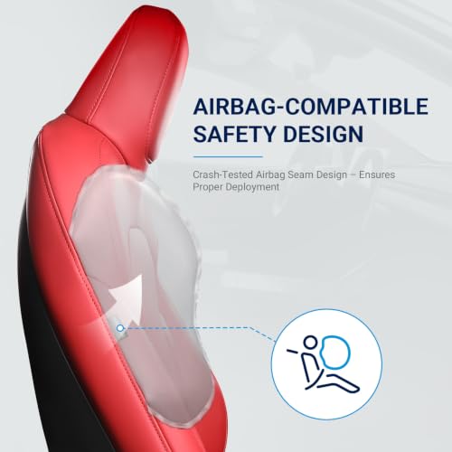 Image of Custom for Tesla Model Y Seat Covers 2020-2024 Red