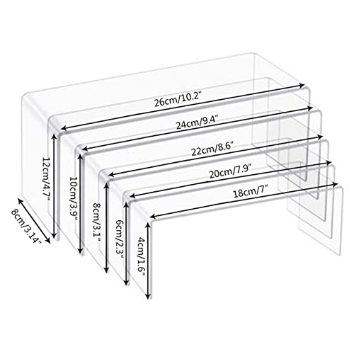 Expositores acrílicos rectangulares de 4mm en pack de 5 elevadores para colecciones 7