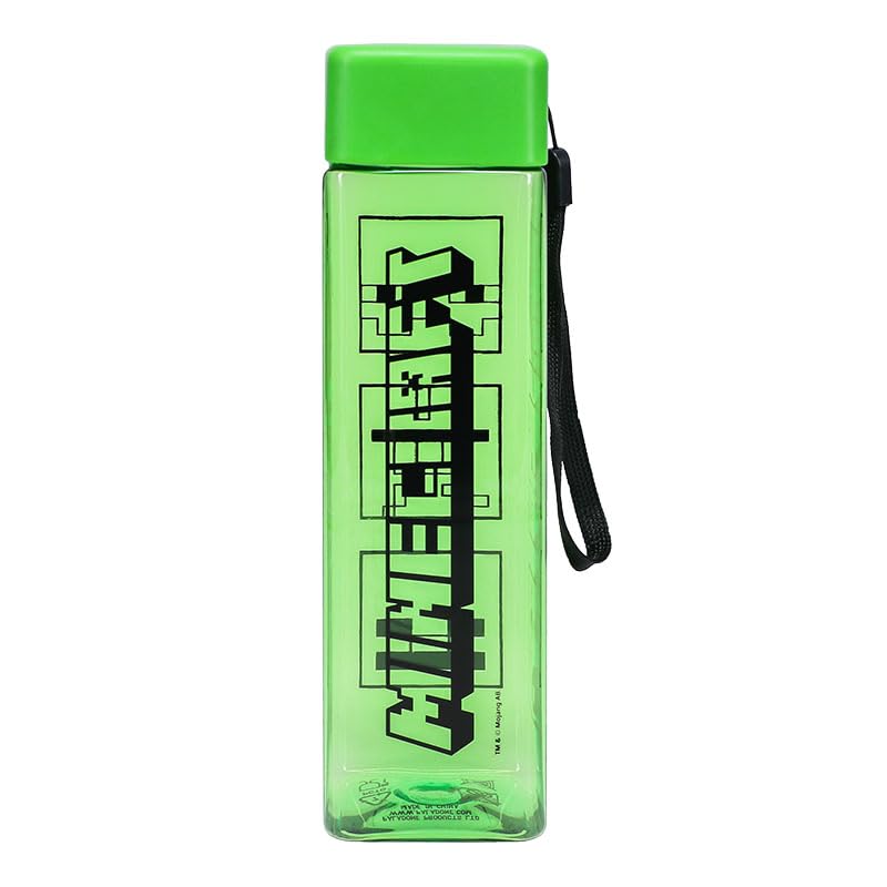 Paladone Minecraft Water Bottle - Officially Licensed Block Shaped Green Drinkware for Gamers with Carry Strap and Straw - Image 2