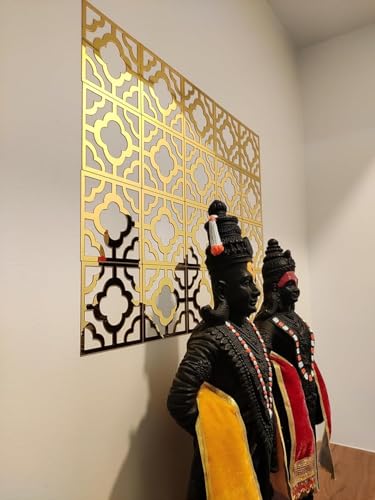 Image of Bikri Kendra - 25 Border Golden Decorative Mirror Stickers for Wall, Wall Mirror Stickers, 3D Acrylic Stickers Wall Stickers for Hall Room, Bed Room, Kitchen Living Room Kids Room.