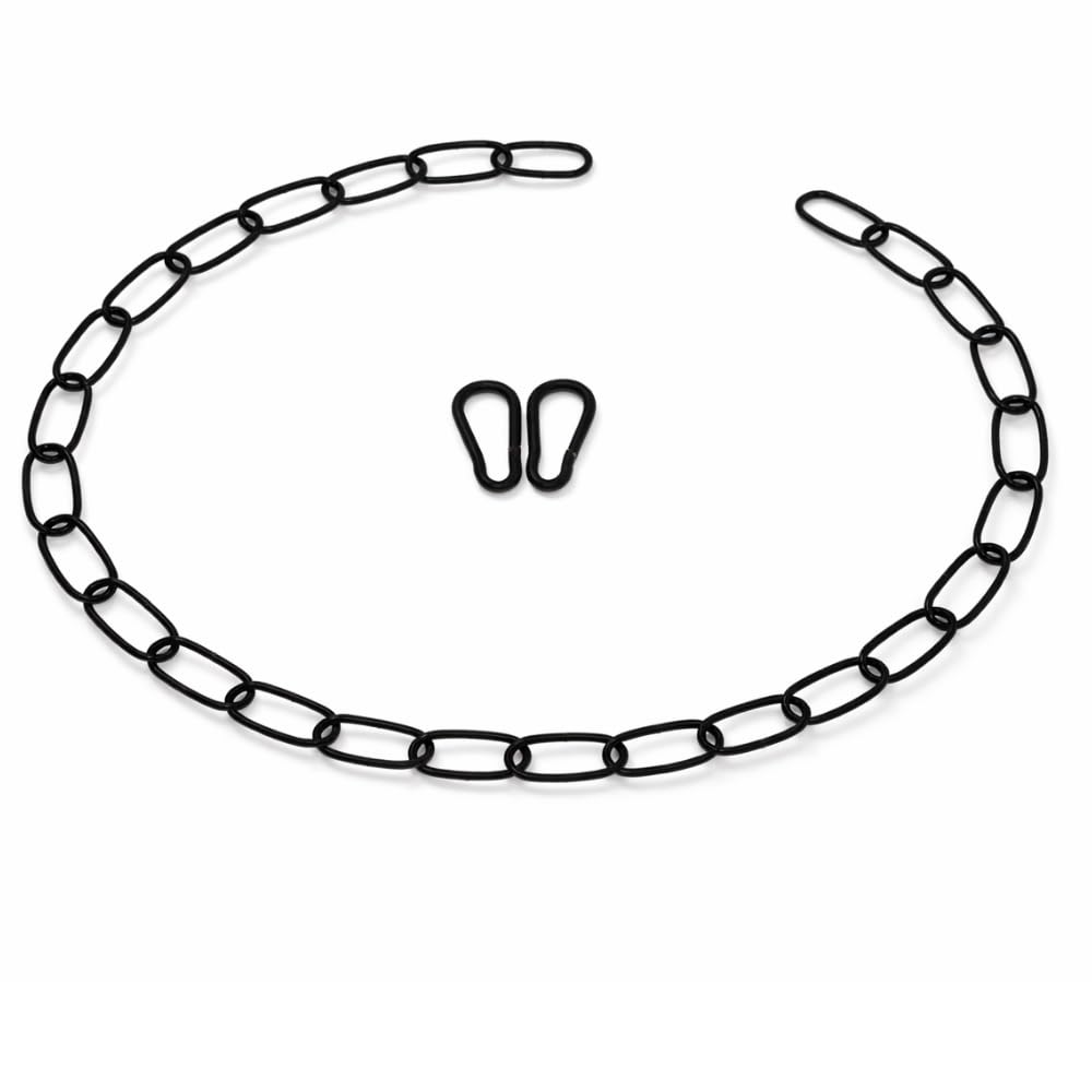 1 m Black Ceiling Light Chain 45 x 20 mm Thickness 3.8 mm Iron Chain for Pendant Lighting with 2 Carabiners