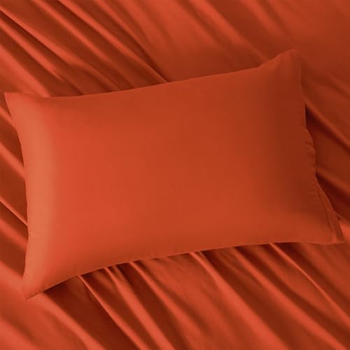 Image of 2 Pack Microfiber Standard Size Zipper Pillowcases,Orange Red Pillow Case Set of 2,Soft Comfortable Not Shrink Pillow Cases Standard,Breathable Luxury Pillow Covers(20x26 Inches)