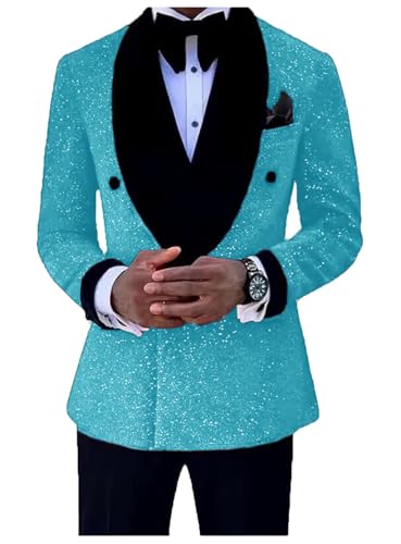 ORBITRAY Men's Disco Sequin Blazer Jacket Leopard Blazer Groom Suit Sparkly Clothes Party Tuxedo Prom