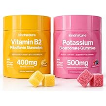 kindnature Vitamin B2 Riboflavin 400mg & Potassium Gummies for Adults & Kids - Potassium Supplement 500mg & Riboflavin 400mg Chewable Gummies