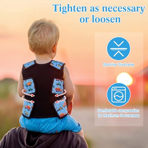 Image of Janmercy Kids Compression Vest Ages 2 to 9 Soft Adjustable Breathable Neoprene Comfort Vest for Boys Girls School Home Daily(Truck,Small)