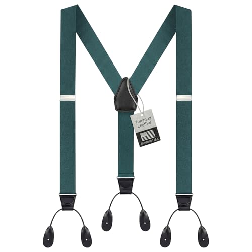 Image of HOLD'EM Tuxedo Button Suspenders for Men - Mens Dress Suspenders Formal | 100% Genuine Leather | Made in USA | Regular & Tall