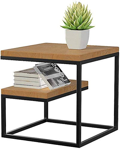 Indian Decor 45279 GEE Table Coffee Table, Industrial Sofa Table Vintage Wood Top Table with Storage Shelf and Metal Frame for Home Living Room Bedroom (Size : Hight 45cm)